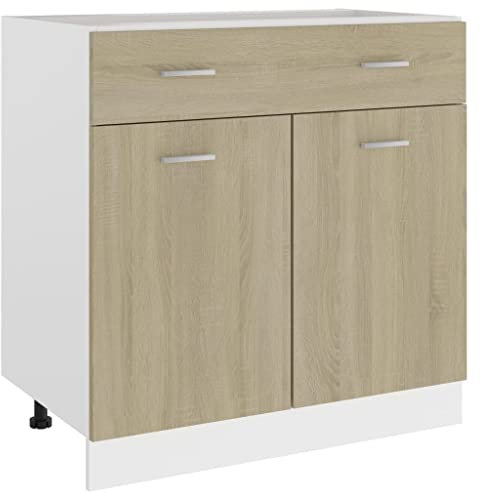 vidaXL Armario de Cocina Muebles Duradero Mesa de Trabajo Almacenamiento Cuencos Platos Ollas Alacena Madera Ingeniería Roble Sonoma 80x46x81,5cm