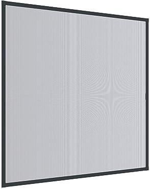 Windhager Insektenschutz Rahmen Fenster Expert, Fiberglasgewebe mit Aluminiumrahmen, Fliegengitter, Selbstbausatz ohne bohren, 140 x 150 cm, anthrazit