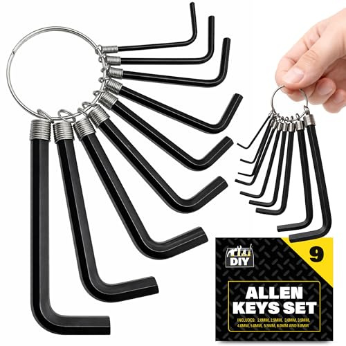 SOL 9pk Small Allen Key Set Heavy Duty Hex Tools 2mm to 8mm Sizes Hardened Steel Wrenches Short Arm Precision Fit for Furniture Assembly DIY Repairs Bicycle Maintenance Workshop Home Use