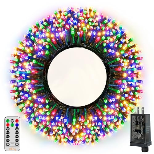 Ollny Christmas Lights, 500LED 164FT Long Christmas Tree Lights with 8 Modes Remote Timer IP44 Waterproof, Outdoor Christmas Lights for Tree House Yard Outside Xmas Decorations Multicolor