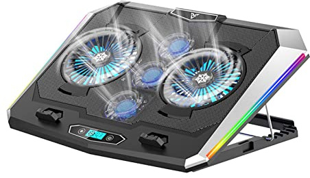 Tappetino di Raffreddamento Per Laptop, Con Altezza Regolabile, 5 Ventole Dissipazione Del Calore Rapida, Supporto Multi-Angolo, Supporto di Raffreddamento per Notebook A Basso Ru
