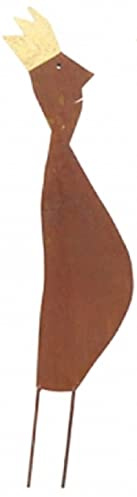 ETC stimmungsvoller Gartenstecker Blumenstecker Dekofigur König als Flache Silhouette aus Metall beidseitig Rostbraun bemalt mit Goldener Krone in verschiedenen Größen (Rostbraun dick groß)