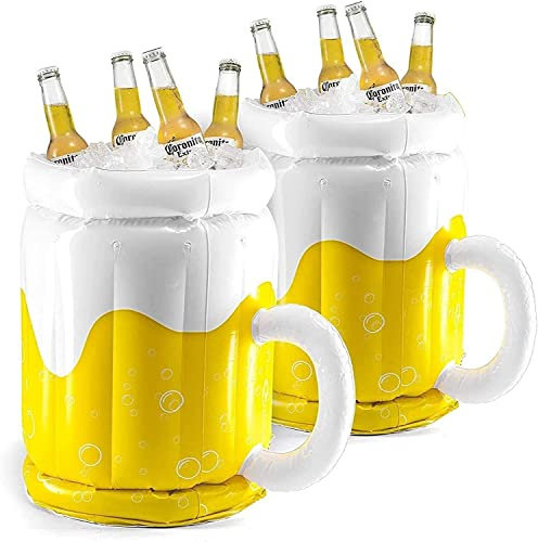 Verres à bière gonflables en PVC pour la fête de la bière - Refroidisseur de boisson gonflable - Chope à bière - Pour l'été - Fête à la plage - Seau à bière - Seau à bière en PVC