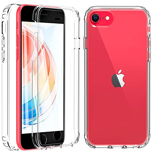 Hensinple Für iPhone SE 2022/2020 / iPhone 7/8 Hülle, 360° Stoßfest Robust Case Schutzhülle mit Eingebautem Displayschutz, Klar