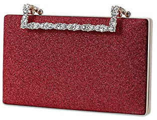 CORIOS Clutch Damen Glitzer Abendtasche Funkelnd Schultertasche Hochzeit Brautbörse Handtasche Glänzend Umhängetasche Cocktail Party Abschlussball Tasche für Frauen Rot
