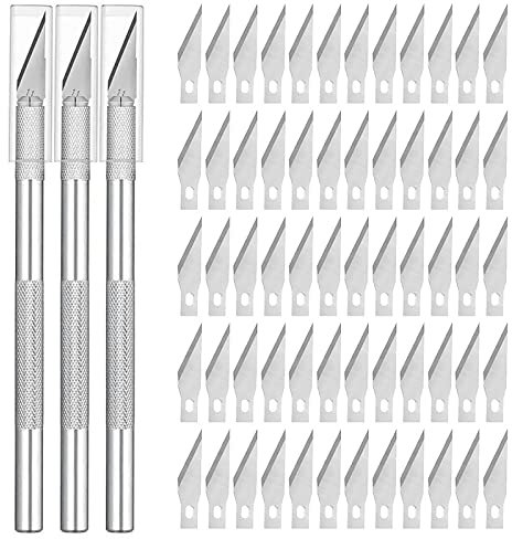 WUDQIJI Set di 63 coltelli per hobby, coltello da intaglio, coltello da intaglio, bisturi, set di coltelli Precision Carving Craft con tappo di protezione per fai da te