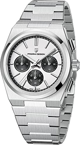 Pagani Design Uhren Herren Elegant Business Sports Quarzwerk Chronograph Armbanduhren Japan VK63 Mit Saphirglas Wasserdicht 100M Analogue Edelstahl