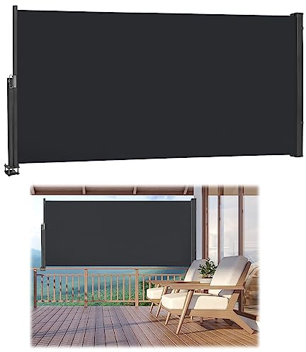 JOIEYOU Seitenmarkise Ausziehbar Sichtschutz Sonnenschutz Seitenrollo Seitenzugmarkise mit Handgriff für Terrasse Garten Balkon (140x300cm, Anthrazit)