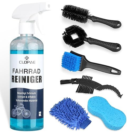 CLOPAE 7 in 1 Bicycle Cleaning Kit - Bike Cleaning Kit, Bike Chain Cleaner Kit 500ml Cleaning Spray, Cleaning Bundle for MTB/Road/Gravel Bikes, Great Gift For Bike Lovers