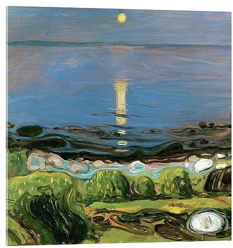 Posterlounge Sommernacht am Ufer Acrylglasbild von Edvard Munch 60 x 60 cm Blau Wandbilder Wanddeko