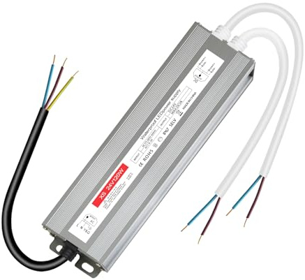 Trasformatore LED 24V 120W, Alimentatore 24v 5A, Trasformatore 220V a 24v, Driver LED AC a DC, Impermeabile IP67/Senza Sfarfallio, 24V120W per G4, GU5.3, MR11, MR16, Non dimmerabile