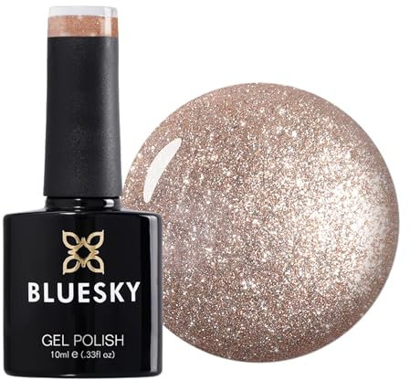 Bluesky Gel Nail Polish 10ml, Golden Star - XMS203, Gold Glitter Gel Nail Polish for 21 Day Manicure, Professional, Salon& Home Use, Requires Curing Under LED UV Nail Lamp