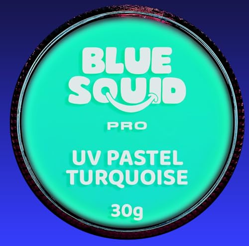 Blue Squid Face Paint Water Based Single Cake Professional Face & Body Paint - Water Activated, Kids Adults Face Painting for Costume, Halloween Makeup, Cosplay - UV Pastel Turquoise Face Paint 30g