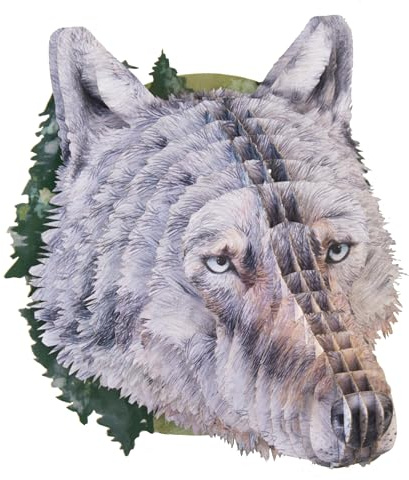 Gespänsterwald® Tierkopf, 3D Modellbau Bastelset, 3D Puzzle, zum Basteln, Aufhängen und Dekorieren, inkl. Aufbauanleitung | Tierfiguren aus Karton & Holzpappe | für Kinder ab 8 Jahre (Wolf)