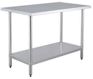 METRO Professional Tavolo da lavoro GWTS4147, acciaio inox, 140 x 70 x 85 cm, 2 ripiani, rettangolare, argento, ideale per ristoranti