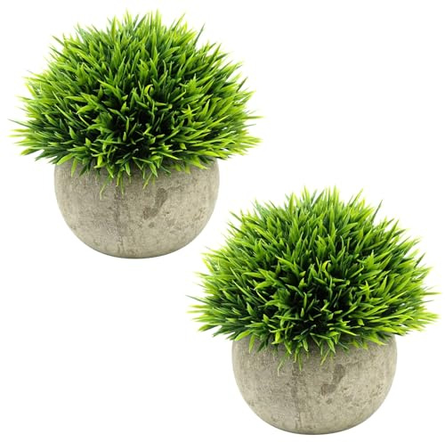 Topcloud Mini Artificial Plants, 2 Pcs Fake Plants for Bathroom/Home Office Decor, Small Artificial Faux Greenery for House Decorations