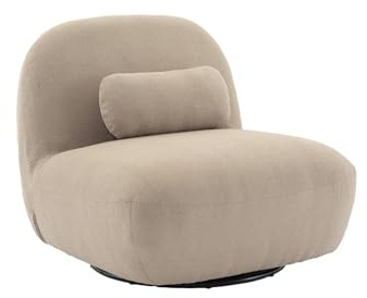 sweeek - Fauteuil pivotant 360° en Bouclette texturée Beige. piètement en métal Noir Mat - Spino