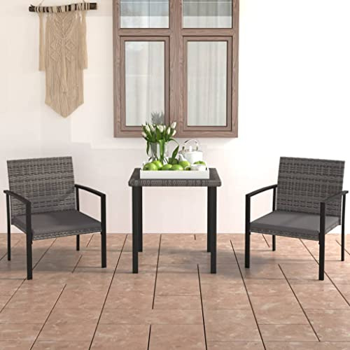 Home outdoor Others3 Piece Outdoor Dining Set Poly Rattan Grey