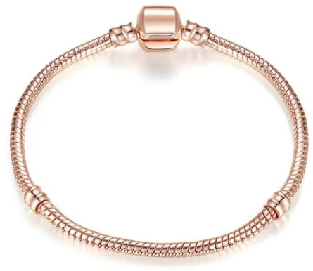 ATE Bracelet Or Rose Pour Charms et Perles Femme Chaîne Serpent Porte-charms B05 (18)