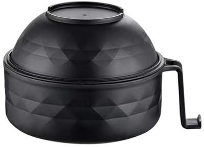 Microwave Ramen Bowl,Microwave Ramen Cooker,Mixing Salad Rice Pasta Fruit Instant Noodles Soup Food Kitchen Plastic Plates Bowls with Lid Set College Dorm Room Essentials,Black