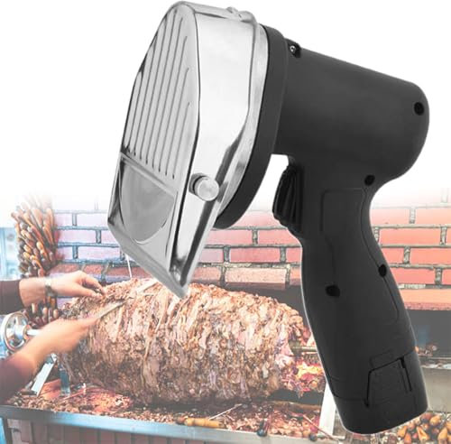 Beachtiful Outil de Coupe Gyroscopique sans Fil, Trancheuse Shawarma 60 KG/H, Couteau électrique Doner Kebab, Coupe-Viande Gyroscopique avec 2 Batteries Rechargeables 2000 mAh 16,8 V et Chargeur