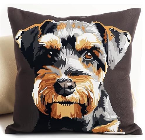 Kitquiver Knüpfkissen Set Hund Knüpffaden Set (43X43cm) Bastelset Knüpfen Kissen Bastelset Knüpfen Handwerksset Kissen DIY Bastelset für Anfänger für die Sofa-Heimdekoration