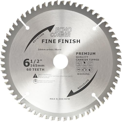 Echo Corner 165mm Holzschnitt Kreissägeblätter, 20mm/16mm Bohrung, Kettensäge Kreissäge Feinschneiden Rahmen Holz MDF Kunststoff Furnier Laminat, kompatibel mit Dewalt, Makita, Ryobi, Bosch