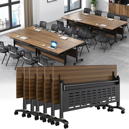 Faltbarer Konferenztisch mit leisen Rädern, modern, 140 cm, zusammenklappbar, für Büro, Klassenzimmer, mobiler Trainingstisch