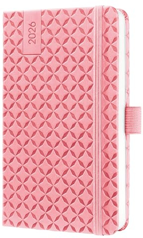 SIGEL J6110 Wochenkalender 2026 A6, rose, Hardcover, Gummiband, Stiftschlaufe, Einstecktasche, 174 Seiten, vegan, aus nachhaltigem Papier, Terminplaner Taschenkalender Jolie