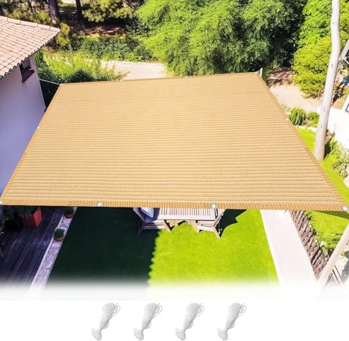 Filet d'ombrage 230 x 340 cm Protection Solaire et Anti UV, Respirante en HDPE Toile D Ombrage Rectangulaire avec Corde pour Balcon Terrasse, Couleur Crème