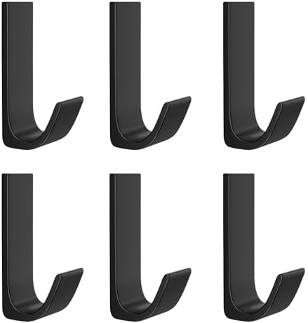 KAHOUI 6 Stück Klebehaken Extra Stark, Wandhaken Selbstklebend Metall, Klebehaken Badezimmer Haken Selbstklebend, Haken Ohne Bohren, Kleiderhaken Selbstklebend Können 4-6kg Tragen (Schwarz)