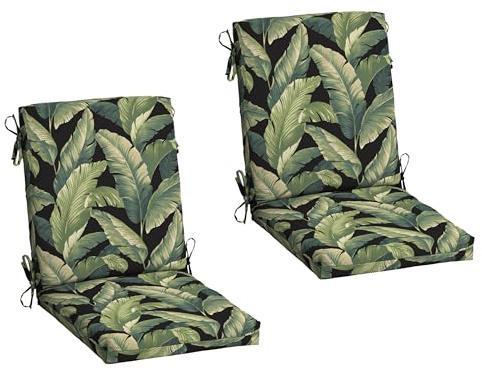 Arden 2-Pack Outdoor Patio Dining Chair Cushion, 20x44, Rain-Proof Seat Pad, Fade-Resistant Outdoor Cushion Onyx Cebu