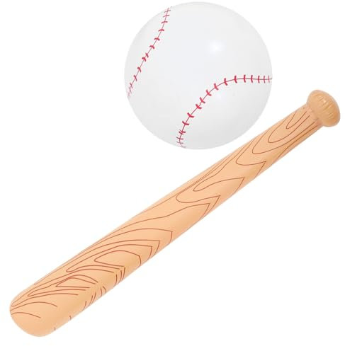 Kisangel Aufblasbarer Baseballschläger Gelb Holzoptik Mit Weißem Baseball Leichtes Tragbares Aufblasbares Spielzeug Für Outdoor-Sport Und Kinderparty Wiederverwendbar Und Schnell Aufzupumpe