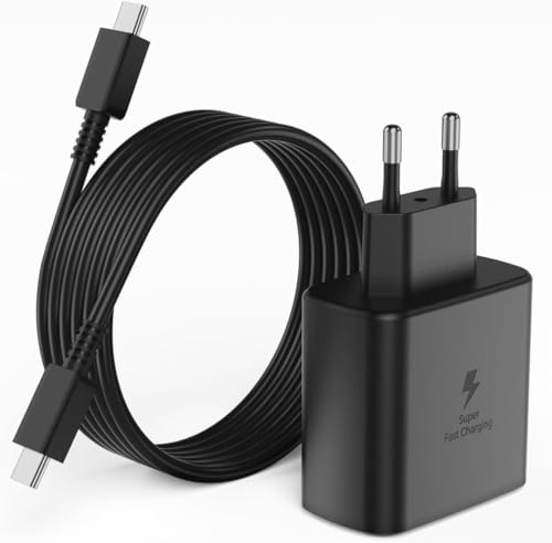 45W Chargeur pour Samsung S25 S24 S23 S22 Ultra, Charge Rapide USB C pour Galaxy A56 A36 Edge S25+ S24+ S23+ S22+ S25 S24 S23 S22 Secteur Adapteur avec Type C Câble