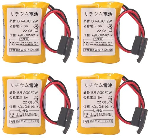 4-Pack 2200mAh BR-AGCF2W 6V Lithium Battery for Fanuc Controls A98L-0031-0011#L, BR-ACF2P BR-AGCF2P, GE A06B0177D106 A06B-0177-D106 A98L00310011#L BR-AGCF2G (6 Volt, 2.2 Ah, Non-rechargeable)