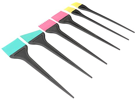 Juego de 6 Cepillos de Silicona para Tinte del Cabello Negro | ABS Resistente, Uso en Peluquería y Casa, Distribuye el Tinte Precisión y Recoge Mezcla