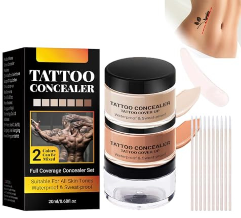 Clawrex Tattoo Concealer Für Körper, Tattoo Abdecken Wasserfest, Scar Concealer, Lang Anhaltende Körper-Abdeckcreme, Body Coverage Perfector für Körper & Beine, Narben Concealer für Männer und Frauen