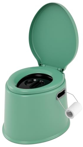 COSTWAY Inodoro Portátil para Camping con Tapa y Soporte para Papel Higiénico Inodoro Móvil para Viaje Acampar Senderismo