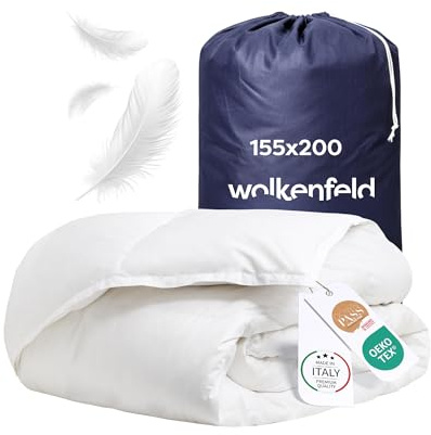 Wolkenfeld Winterbettdecke 155x220cm, Gänsedaunen & Federn, 500 g/m², Extrawarme Daunendecke 155x220 Anti-Milben, Hypoallergen, Waschbar, Bettdecken Made in EU, Oeko-TEX & Downpass Zertifizier
