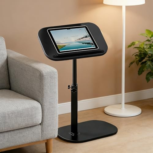 Hengrongshen Drehbarer Beistelltisch, 360° Drehbarer Höhenverstellbarer Beistelltisch, Couchtisch für schmale Räume, mit Steckplatz für Telefon und Tablet, für Wohnzimmer, Schlafzimmer (Schwarz)