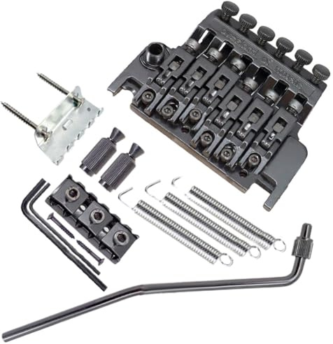FUANA Floyd Rose Style - Juego de puente de trémolo de doble bloqueo para guitarra eléctrica, sistema de trémolo de 6 cuerdas con cordal de doble rollo y sillín, aleación de zinc, 91,2 x 70 mm