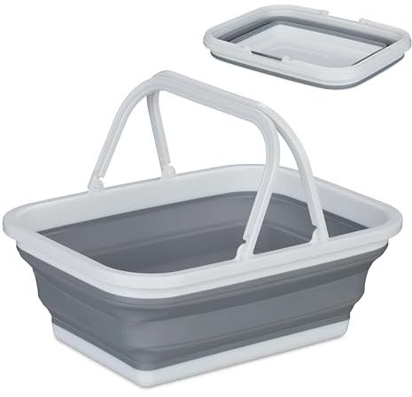 HAAYATT Collapsible Washing Up Bowl with Handles – Foldable Silicone Storage Basket, Portable Tub for Kitchen, Bathroom, Outdoor, Picnic – Space-Saving Container