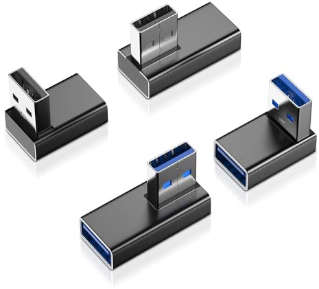 Hycago USB Winkelstecker, 4 Stück US-B 90 Grad Adapter, Winkelstecker für Datenübertragung Kompatibel mit PC, Laptop, Powerbank und die meisten USB-Geräte
