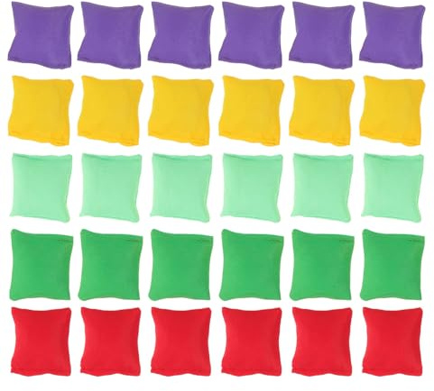 UPKOCH Set 30 Sacchetti di Fagioli Quadrati 5x5 Cm a Doppio Strato, Sacchi da Gioco Colorati, Pouf Antiperdita per Attività Sportive e Giochi All’aperto in Aula