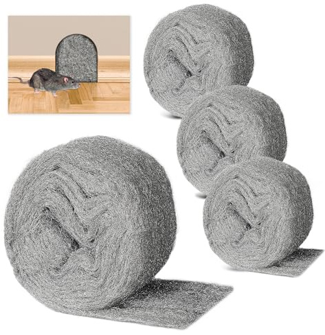 4 Pack Steel Wool 0000, 16M Wire Wool Mice Blocker Mice | Fill Fabric DIY Kit, Block Rats, Insects and Pests by Sealing Holes and Wall Cracks
