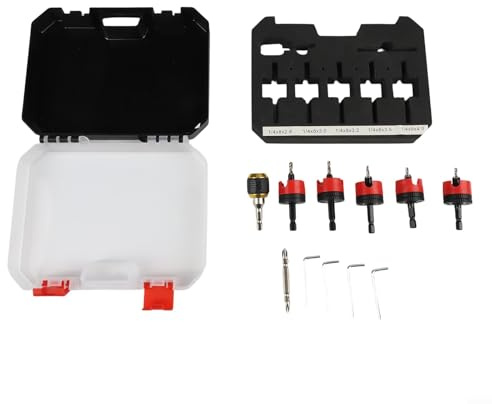 Autilyshop Taladro avellanado de límite hexagonal ajustable taladro escalonado abridor de tornillos de metal juego de carpintería con rodamientos para taladro manual de litio y banco negro y rojo en