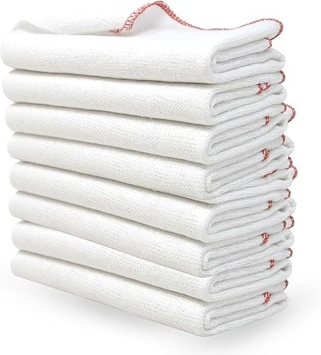 Extra Large Dish Cloths 100% Cotton (40 x 50 cm) – Absorbent Kitchen Cleaning Cloths, Reusable White Dish Towels, Multipurpose Cleaning Rags (10)