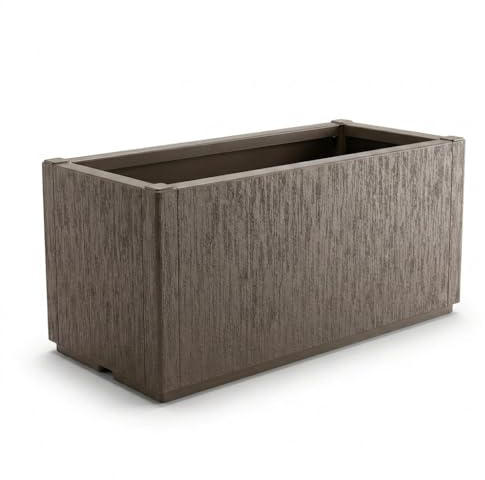 Pincho Jardinera Decorativa Grande para Interior y Exterior - Macetero Efecto Piedra de 80x36x35 cm, Ideal para Plantas Naturales y Orquídeas, Macetas Decorativas Modernas (1, 80X36X35cm CASTAÑO)