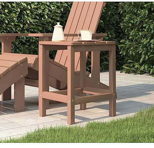 Runheo Adirondack Gartentisch Braun aus HDPE wetterfest 38x38x46 cm Kleiner Beistelltisch für Terrasse Balkon Outdoor Loungetisch langlebig pflegeleicht für Garten Picknick Grillen Veranda