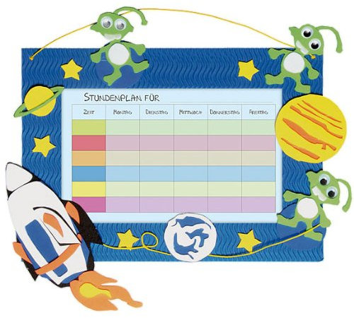 alles-meine.de GmbH Bastelset Stundenplan - für Schulstunden Space Weltraum All blau Junge - Grundschule Schule Schulanfang Einschulung Kinderzimmer Planer